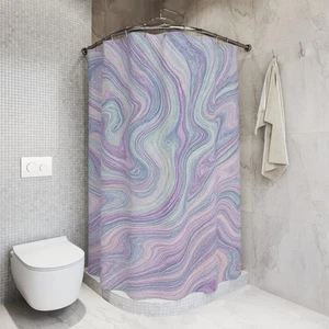Pastel Marble Swirl Shower Curtain, Boho Bathroom Decor, Pastel Home Accessory - Picture 1 of 6