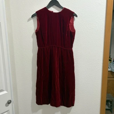 Vestido de terciopelo rojo vintage años 60 70 hasta la rodilla sin mangas pequeño-mediano Foto 1 de 4