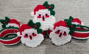 Gut gemacht Vintage Set 5 Weihnachtsmann Gesicht Silberbesteck Serviettenring Halter - Bild 1 von 1