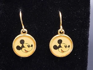 Mickey Mouse Earrings Vintage 90s Disney Colibri 18k EP - Picture 1 of 8