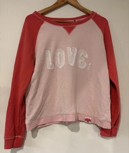 Hammill & Co Ladies Jumper Size S Pink Love Logo Lightweight Cotton Pullover Red - Picture 1 of 13