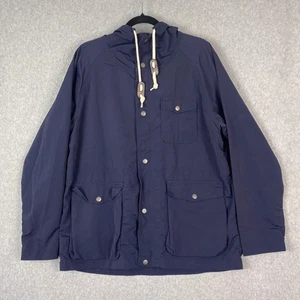 Flint and Tinder Jacket Mens XL Ridge Shell Navy Blue Hooded Zip Snap Button - Picture 1 of 13