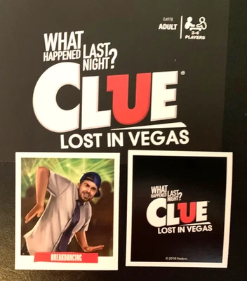 Clue   LOST IN VEGAS   Breakdancing    Action Card    HASBRO   2018 - Image 1 of 3