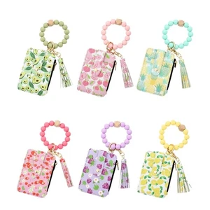 Wristlet Keychain Bracelet Wallet,Purses Bead Keyring Bangle for Women Gift - Picture 1 of 14