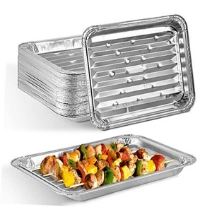 Disposable Aluminum Foil Broiler Pan (10 Pack) for Oven - Durable Broiling - Picture 1 of 7
