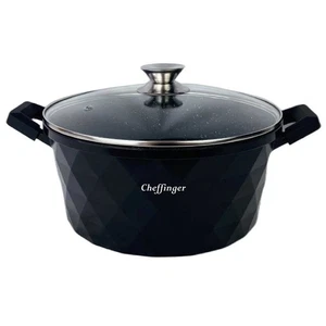 XXL Kochtopf Topf Kasserolle Glasdeckel Aluguss Induktion Ø32cm DIAC32-S Schwarz - Bild 1 von 5