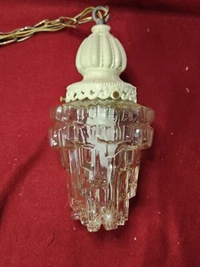 Vintage Art Deco Skyscraper Hanging Glass Ceiling Light Fixture - Picture 1 of 9