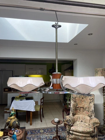 stylish 50s deco style  Bakelite chrome  celing light ,chandelier Cover