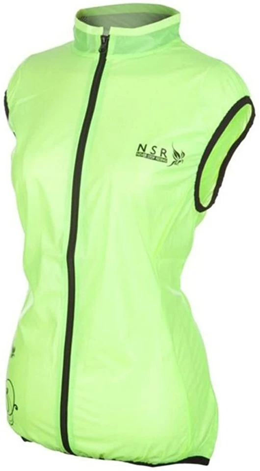 New NSR Wind Stop Womens Vest Running Cycling Neon Yellow Sz Large +Carrying Bag - Image 1 of 4