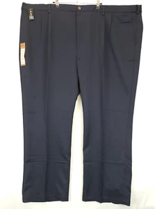 Haggar Cool 18 Pleated Pants Classic Fit 58x32 BT Navy Office Neutral Staple - Picture 1 of 13