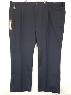 Haggar Cool 18 Pleated Pants Classic Fit 58x32 BT Navy Office Neutral Staple - Image 1 of 4