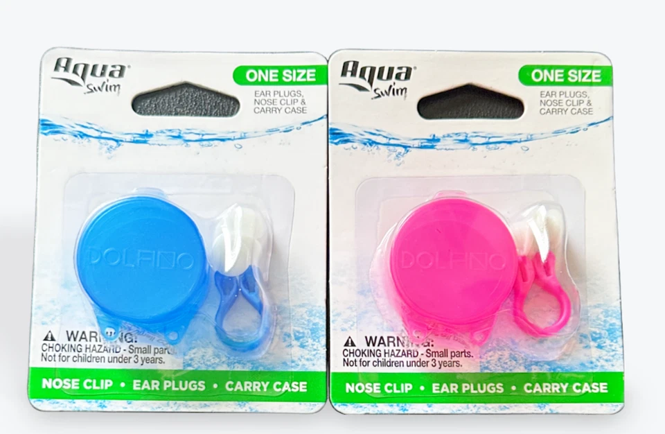 AQUA LEISURE Aqua Swim Ear Plugs & Nose Clip W/ Carry Case (Choose your color)