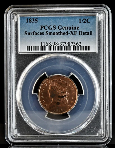 1835 1/2C Classic Head Half Cent PCGS Surfaces Smoothed-XF Detail Cover