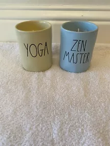 RAE DUNN Scented Candles Zen Master Blue & Yoga Beige Lot Bundle Of 2 NEW 8.7 Oz - Picture 1 of 8