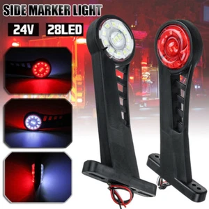 2x24V 28LED Side Marker Lights Car External Warning Tail Light Red & White Lamp - Picture 1 of 14