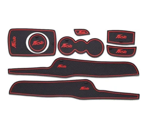 8Pcs Door Groove Mats Car Gate Slot Cup Holder Mat Red Brim For 2009-14 Fiesta - Picture 1 of 12