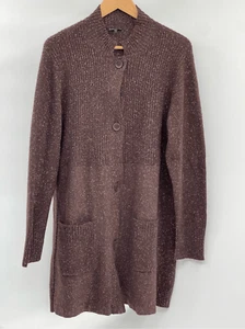 Eileen Fisher Cardigan Sweater Women XL Brown Long Button Down Wool Angora - Picture 1 of 12
