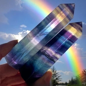 AAA Rainbow Fluorite Point Tower 3” Obelisk Healing Crystal Mineral Specimen - Picture 1 of 11