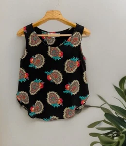 Camicetta top vintage anni 80 PLATINUM Dorothy Schoelen P nera multi paisley USA - Foto 1 di 7