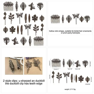 24 Stück Vintage Retro Boho Bronze Kupfer Metall Haarspangen Haarspangen Schmetterling Fl - Bild 1 von 6