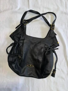 Elliott Lucca Black Leather Tassel Accent Tote - Picture 1 of 9