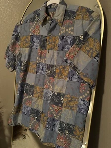 The Territory Ahead Shirt Mens Size Blue Floral Quilted Design VTG - Picture 1 of 4
