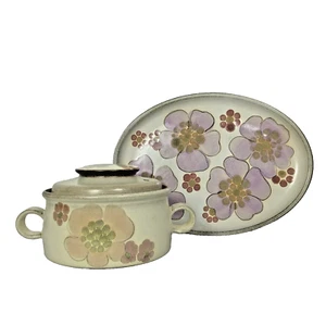Cazuela cubierta de plato de gres gitano Denby Langley England 3 piezas - Imagen 1 de 12