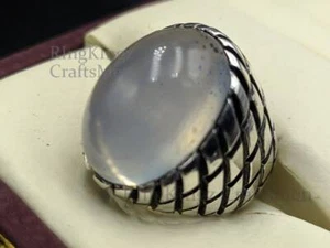 Mondstein Herren Ring Dur al Nadschaf 925 Sterling Silber Handarbeit Ringgröße 9 - Bild 1 von 6