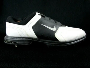 Nike Heritage Men's Leather Golf Cleats Size 11.5 Black White (336040-101) - Picture 1 of 12