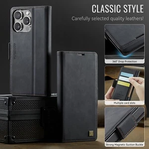 Für iPhone 16/15/14/13/12/11 Magnet Karten Tasche Anti-Lost Leder Handy Hülle - Bild 1 von 43