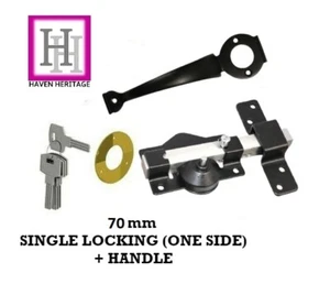 Cerradura de puerta garaje SEGURIDAD COBERTIZO ÚNICO perno de largo alcance 70 mm 5 llaves y mango - Imagen 1 de 12