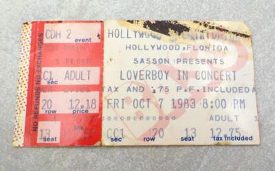 1983 Loverboy in Concert Ticket Stub Seat 13 Hollywood Florida Vintage - Image 1 of 4