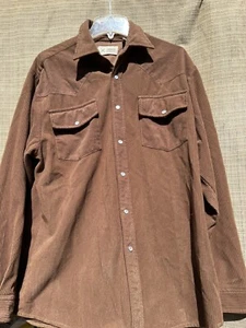 Vintage Haband Western Cord braun geknöpftes Hemd Herren Größe Large - Bild 1 von 7