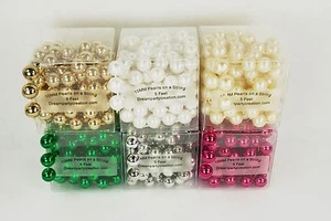 10MM Faux Pearl Plastic Craft BEADS on a String - 5 Feet in a BOX - CHOOSE COLOR - Picture 1 of 7