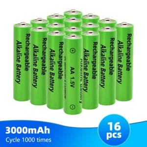 16Pcs 1.5V AA / AAA Rechargeable Alkaline Batteries 3000mAh Battery Long Lasting - Picture 1 of 22