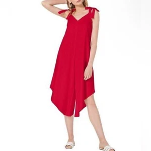 MSK Asymmetrical Tie-Strap Wide-Leg Womens  Jumpsuit Size Small Linen Blend 1439 - Picture 1 of 4