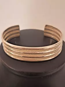 STERLING SILVER ROPE CUFF BRACELET SINGED T - Picture 1 of 8