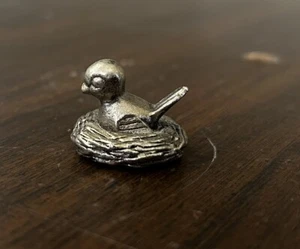 Vintage Spoontiques Pewter Nesting Bird Figurine Taiwan Miniature Very Cute !!! - Picture 1 of 4