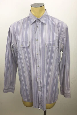 ALFANI длинным рукавом на пуговицах серый в полоску платье рубашка мужская размер XL  - Изображение 1 из 4