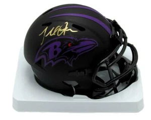 Casco de fútbol americano autografiado Terrell Suggs Eclipse Mini Ravens Eclipse Beckett - Imagen 1 de 3