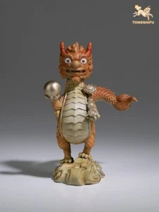 6.1" China Pure Bronze Painted Hand-carved Lucky Wealth Dragon Beast Statue - Picture 1 of 8