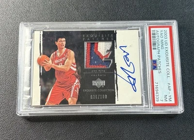 YAO MING PSA 7 2003 EXQUISITE COLL GAME WORN PATCH AUTO 36/100 ROCKETS  - Image 1 of 2