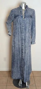 Soft Surroundings Acid Wash Chambray Western Boho Button Down Maxi Dress L Long - Picture 1 of 5