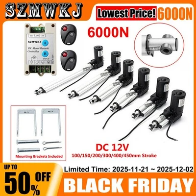 Electric 12V Linear Actuator 1320lbs W/ Controller Brackets DC Motor 6000N Lift - Image 1 of 4