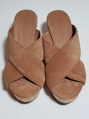 Chocolat Blu Women's Wendy Cork Suede Crisscross Strap Wedge Sandals, Size 6 M - Image 1 of 4