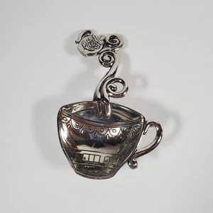 Ganz Teacup Shaped Tea Bag Rest Spoon Rest Stainless Steel - Picture 1 of 4