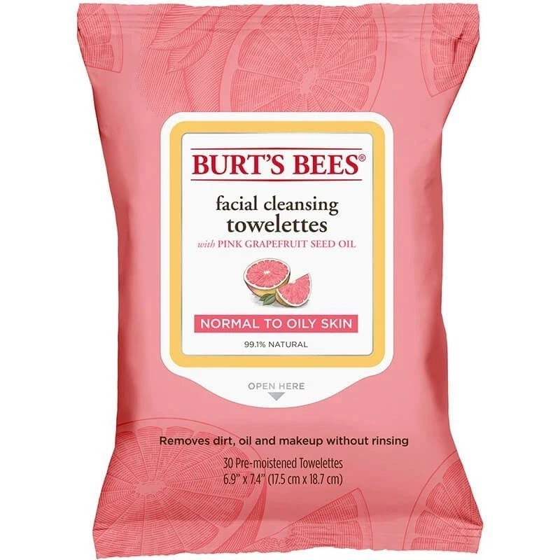 Toalhas de limpeza facial Burt's Bees - Toranja rosa 30 toalhas - Imagem 1 de 1