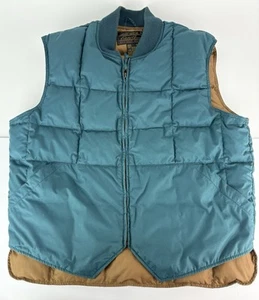 Vintage 80s Eddie Bauer Quilted Goose Down Zip Up Vest Mens XL Teal - Picture 1 of 7