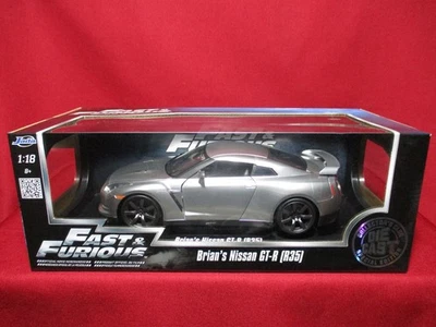 1:18 Brian's Nissan GT-R R35 Fast & The Furious Silver Jada Model Car Skyline - Image 1 of 4