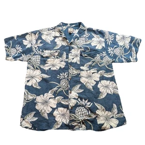 Tommy Bahama Hemd Herren große Seide Knopfleiste blau Hawaii Knopf fehlt - Bild 1 von 8